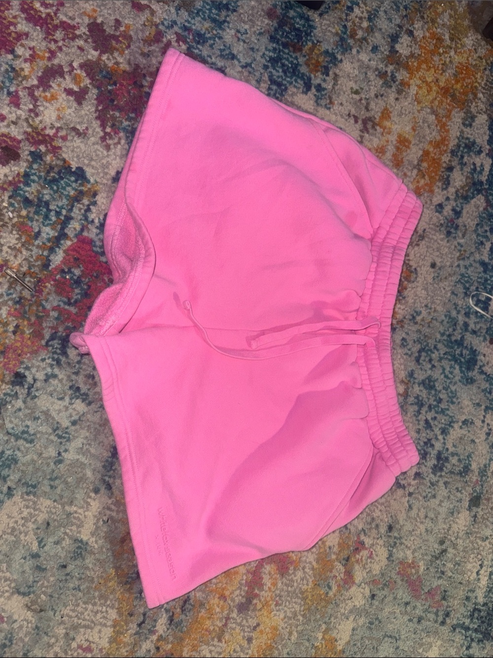 White Fox Boutique Pink Elastic Waist Athletic Shorts - Picture 1 of 3